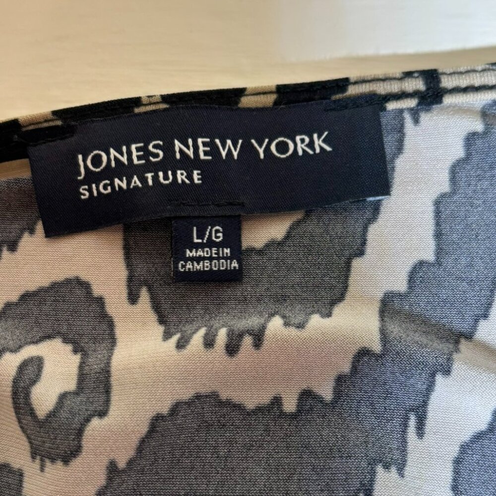💗 Jones New York Signature Sheath Ruch Waist Short Sleeve Midi Dress Size L - Picture 11 of 11